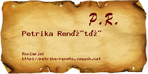 Petrika Renátó névjegykártya